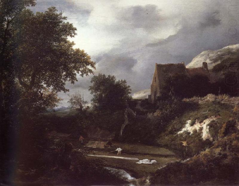 Jacob van Ruisdael Bleaching Ground in a hollow by a cottage china oil painting image